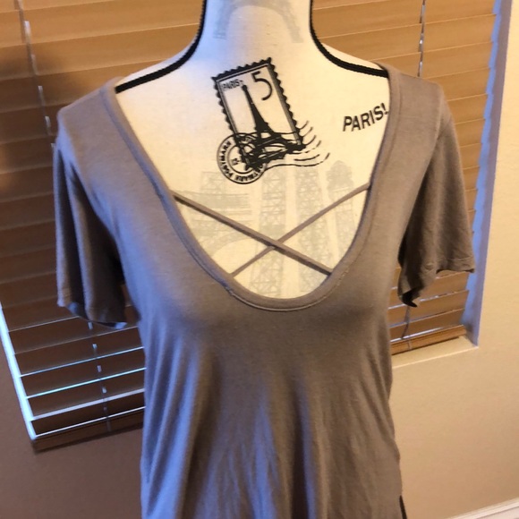 Forever 21 beige oversize cross cross t shirt S - Picture 3 of 5